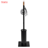Powder Coated Standing Bamboo&Metal Toilet Brush Holder Lacquer Spraying Metal Free Standing Stainless Steel Toilet Brush And Paper Holder
