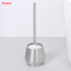 Stainless Steel Matte Bathroom Toilet Standing Metal Toilet Brush with Holder Plastic Brush Cleaning Set