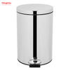 Household Kitchen Bathroom 20L Stainless Steel Polish Trash Can With Foot Pedal Round Shape Mirror Polishing Trash Bin