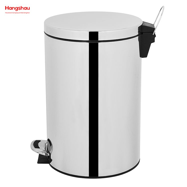  20L Round Shape Mirror Polishing Trash Bin Stainless Steel Polish Trash Can With Foot Pedal Household Kitchen Bathroom 