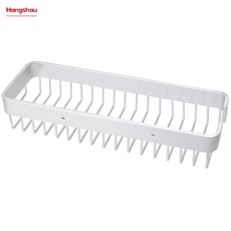 Aluminium Bathroom Corner Rack With Metal Rectangular Shape Shower Caddy Bath Storage Rack Wall Shelf Wall Mounted Bracket