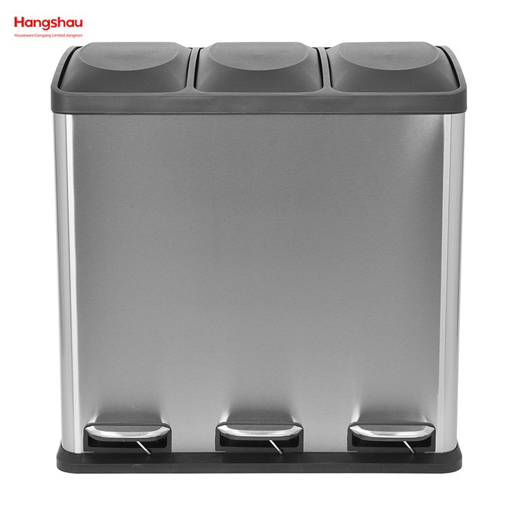 60L Stainless Steel Kitchen Garbage Classification Waste Cafeteria Sorting Garbage Bins Sealing And Odor Prevention Environment protection Classification Recycle Bin