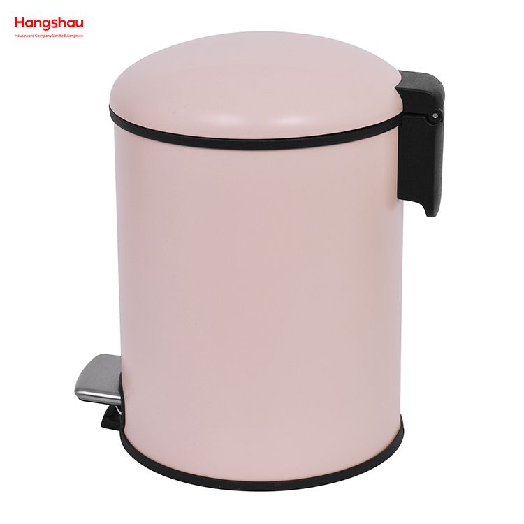 5L Galvanized Steel Round Garbage Trash Bin For Kitchen Waste Office Trash Can Colorful Silent Closing Foot Pedal Dustbin