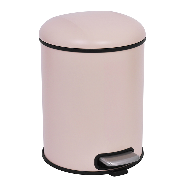 5L Galvanized Steel Round Garbage Trash Bin For Kitchen Waste Office Trash Can Colorful Silent Closing Foot Pedal Dustbin