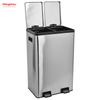 HANGSAHU 60 Liter / 16 Gallon Rectangular Hands-Free Dual Compartment Recycling Kitchen Step Trash Can with Soft-Close Lid, Brushed Stainless Steel