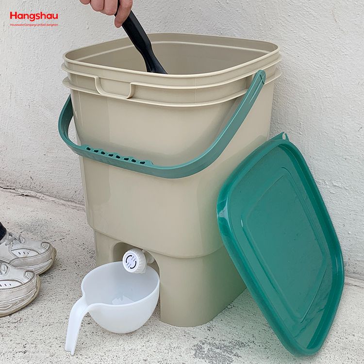 Biodegradable Compost Bins Household 15L Compost Bucket Bokashi Plastic Kitchen Compost Bin With Strainer