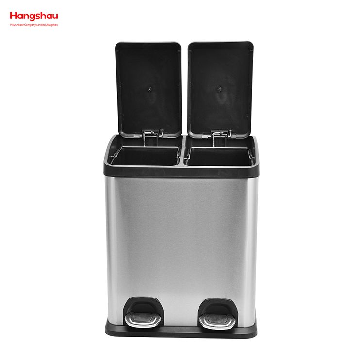 30L Cafeteria Sorting Garbage Bins Kitchen Garbage Classification Waste Outdoor Stainless Steel Environment protection Classification Trash Can