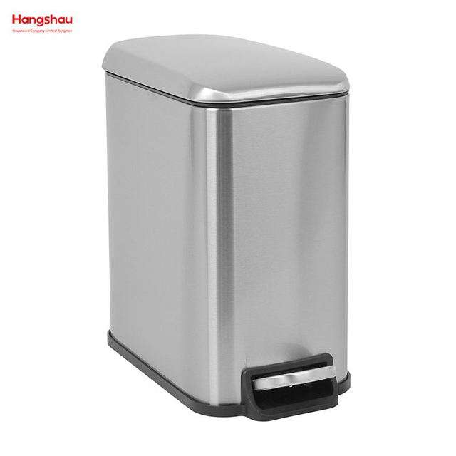5L Kitchen Trash Can Combo Set With Soft-closing Lid Large Office Waste Bin Stainless Steel Foot Pedal Trash Can