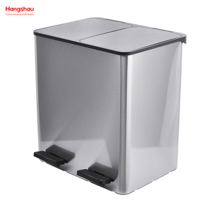 40L Waste Cafeteria Sorting Garbage Bins Outdoor Stainless Steel Environment protection Classification Trash Can Kitchen Garbage Classification
