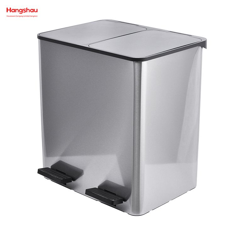 40L Waste Cafeteria Sorting Garbage Bins Outdoor Stainless Steel Environment protection Classification Trash Can Kitchen Garbage Classification
