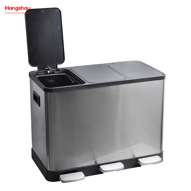 42L Stainless Steel Kitchen Garbage Classification Waste Cafeteria Sorting Garbage Bins Sealing And Odor Prevention Environment protection Classification Trash Can