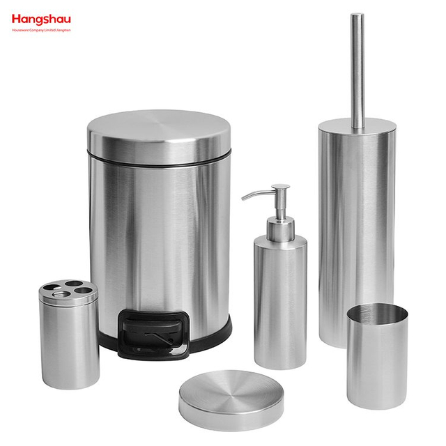 Stainless Steel Complete Bathroom Lotion Bottle Dispenser Foam Pump Soap Bottle Bathroom Accessories Luxury Set 
