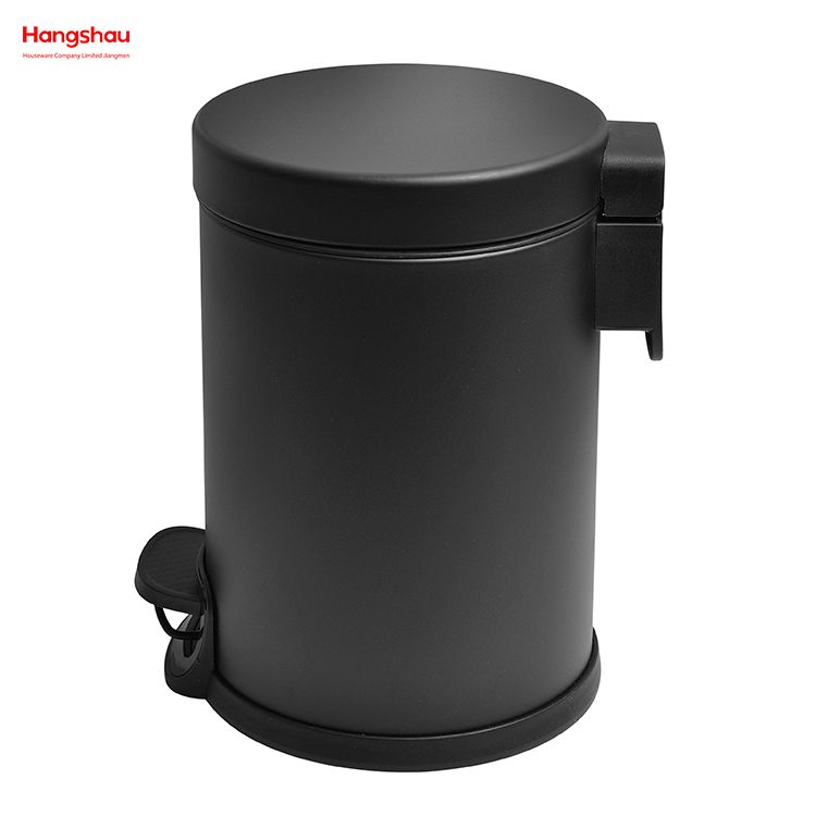 Household Bathroom Stainless Steel Black Lacquer Spraying 3L Pedal Trash Bin With Cover Closing Slowly And Mutely Round Trash Bin Waste Bin Dustbin