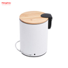 3L Bathroom Trash Can Metal Morden Style Dustbin Garbage Can Bamboo Lid Powder Coating For Indoor Trash Can Household Stripe Pedal Waste Bin Bamboo Dust Bins 