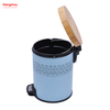 5L Powder Coating Household Pedal Waste Bin Bamboo Dust Bins For Indoor Trash Can Bathroom Trash Can Metal Morden Style Dustbin Garbage Can Bamboo Lid