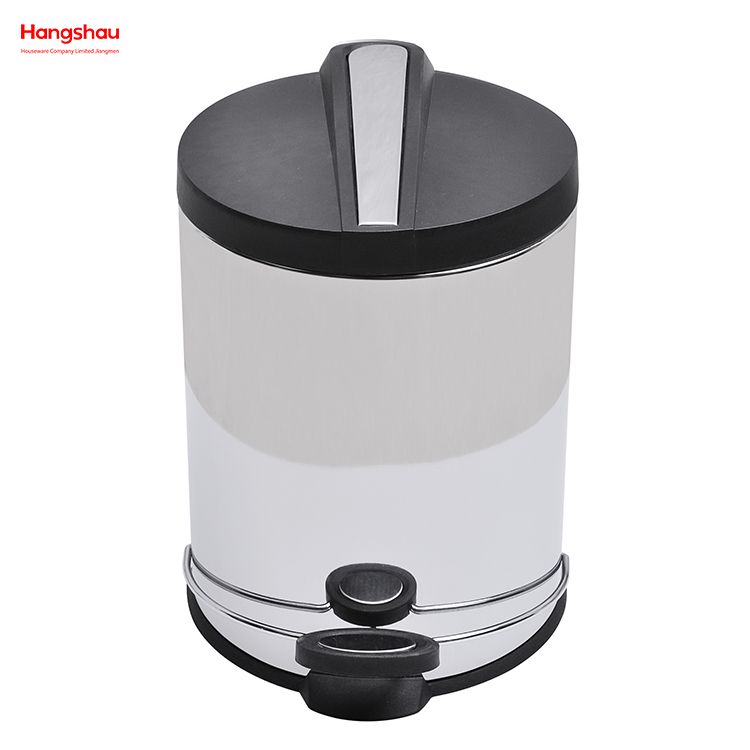 5L Polish Kitchen Waste Bins Bathroom Household Stainless Steel Trash Can Mirror Reflection Polishing Round Pedal Bin 