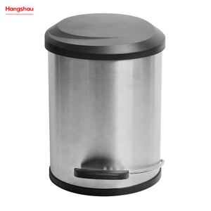 5L Dustbin Houseware Products Stainless Steel Pedal Trash Bin With Plastic Cover Closing Slowly And Mutely Round Trash Bin Waste Bin 