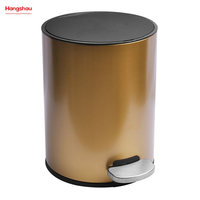 7L Bathroom Pedal Bin Stainless Steel Foot Pedal Waste Bin with Operated Round Shaped Indoor Kitchen Food Trash Can