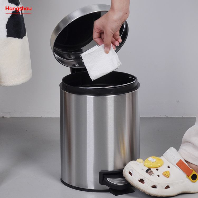 5L Morden Style Stainless Steel Pedal Bin Waste Bin Trash Bin Dustbin With Black Inner Bucket Trash Can