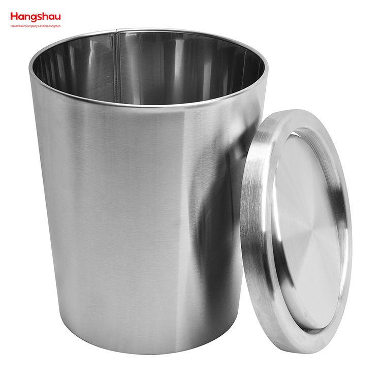 5L Hotel Room Round Swing Lid Metal Trash Bin Waste Bin Dustbin Steel Recycle Bin Metal Trash Can With Cover Lid