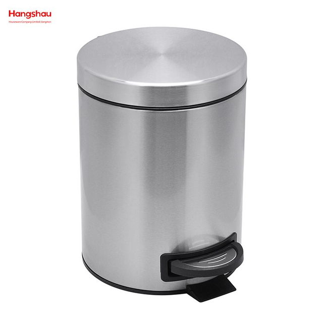 5L Round Trash Can with Removable Inner Wastebasket, Bathroom Trash Can Stainless Steel Foot Pedal Bin