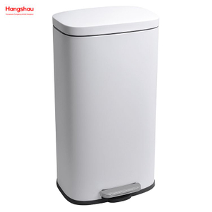 30L Hotels Cafeteria Custom Colorful Rectangular Silent Closing Foot Pedal Dustbin Lobby Stainless Steel Garbage Trash Bin For Kitchen waste Office Trash Can