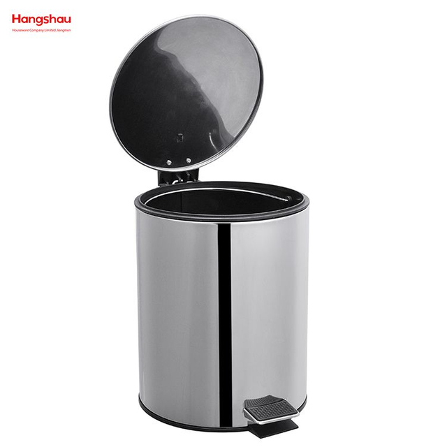 5L Bathroom Kitchen Hotel Office Stainless Steel Trash Can Round Shape Pedal Waste Bins