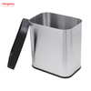 13L Stainless Steel Open Top Dustbin Square Bin Household Kitchen Bar Opening Simple Trash Bin without Lid Garbage Bin 
