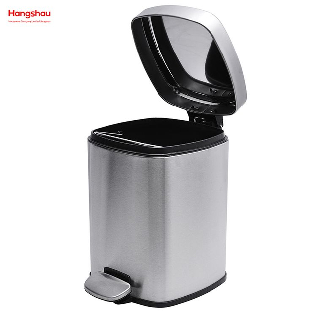 6L Square Stainless Steel Foot Pedal Dustbin Hotel Dust Bin Stainless Steel Foot Pedal Dustbin With Rubbish Bin Garbage For Kitchen Hotel Office Trash Can
