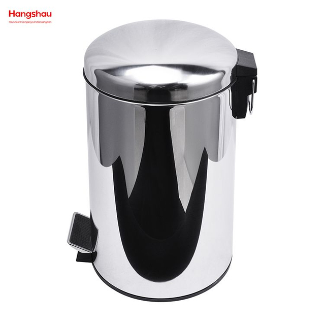 12L Stainless Steel Polish Trash Can With Foot Pedal Trash Bin Garbage Can Household Kitchen Bathroom Round Mirror Polishing Shape Soft Closing Waste Bin Dustbin 