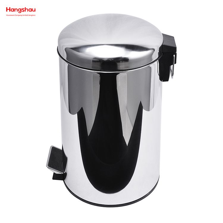 12L Stainless Steel Polish Trash Can With Foot Pedal Trash Bin Garbage Can Household Kitchen Bathroom Round Mirror Polishing Shape Soft Closing Waste Bin Dustbin 
