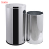 90L Cafeteria Garbage Bins Stainless Steel Swing Lid Garbage Can Trash Can Stainless Steel Round Swing Lid Push Bin(with Inner Bucket) Outdoors Community Street Roadside 