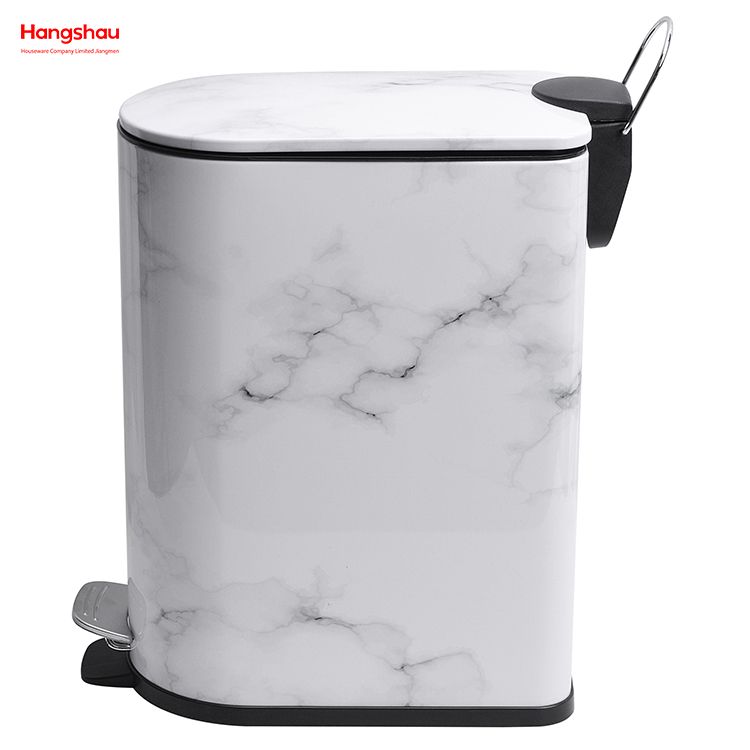 10L Household Stripe Printing Pedal Waste Bin DustBin Bathroom Trash Can Metal Morden Style Dustbin Garbage Can Lid Powder Coating For Indoor Trash Can