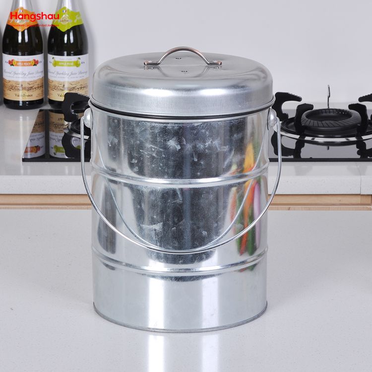 Waste Bin with Handle Open Top Household Kitchen Round Food Compostable Compost Bin Lid Detached From Compost Bin Trash Bin