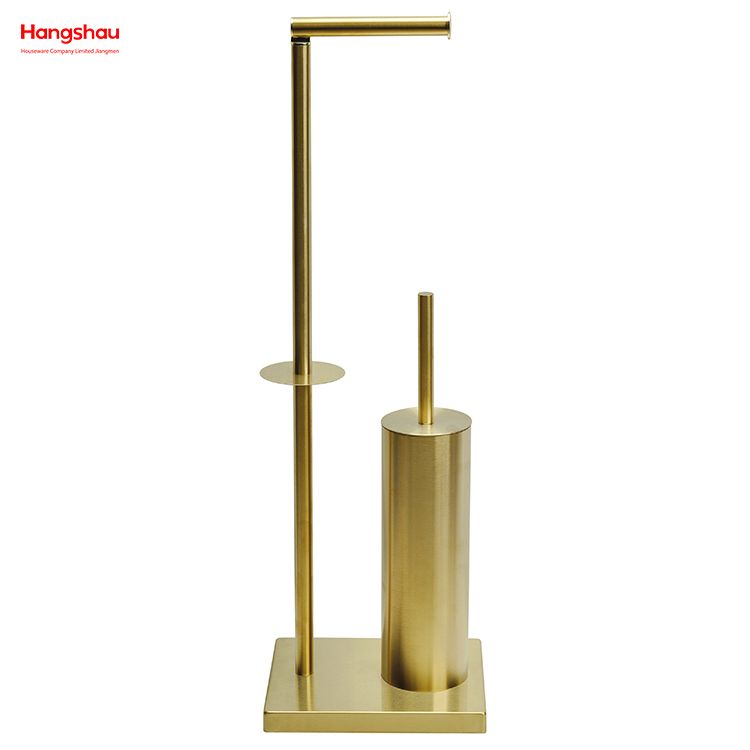Aureate Brushed And Anti-fingerprint Lacquer Spraying Metal Toilet Brush Holder Lacquer Spraying Free Standing Stainless Steel Toilet Brush And Paper Holder Standing 