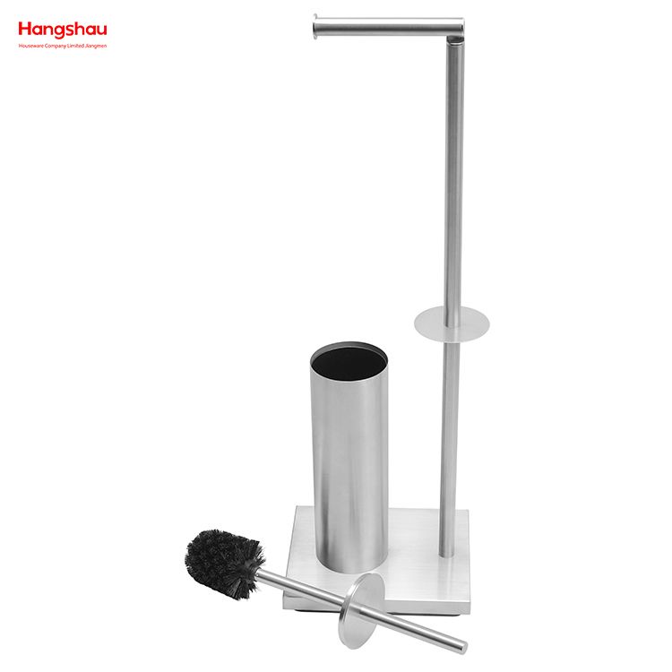 Metal Free Standing Stainless Steel Toilet Brush And Paper Holder Standing Metal Toilet Brush Holder Lacquer Spraying 