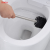 Stainless Steel Circular Automatic Lid Opening Toilet Brush Matte Bathroom Toilet Standing Metal Toilet Brush with Holder Plastic Brush Cleaning Set