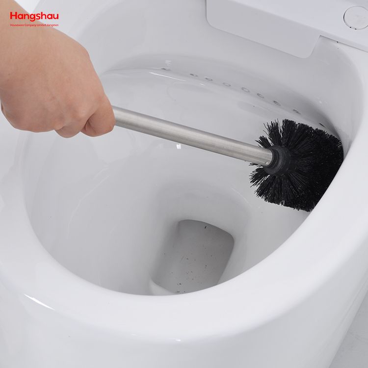 Stainless Steel Circular Automatic Lid Opening Toilet Brush Matte Bathroom Toilet Standing Metal Toilet Brush with Holder Plastic Brush Cleaning Set