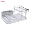 Kitchen Double Deck Aluminum Stand Dish Rack Cup Holder Alloy Dish Rack over Sink Organizer Metal Drying Dish Tray Rack