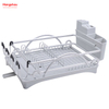 Countertop Dish Rack Cup Holder Alloy Dish Rack over Sink Organizer Metal Drying Dish Tray Rack Kitchen Double Deck Aluminum Stand Dish Rack 