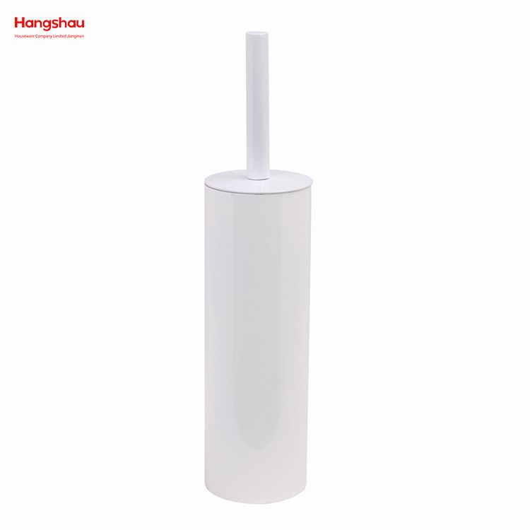 Shiny Varnished Stainless Steel Standing Toilet Brush Metal Bathroom Toilet with Holder Plastic Brush Cleaning Set 