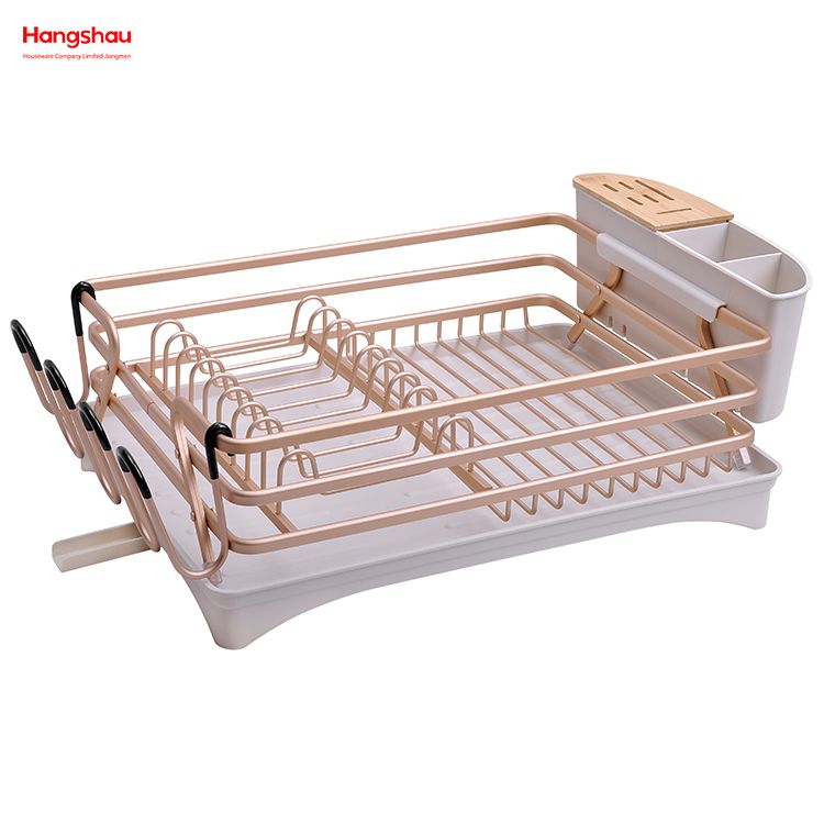  Aluminum Alloy Dish Rack over Sink Organizer Kitchen Stand Dish Rack Countertop Dish Rack Cup Holder Metal Drying Plastic Dish Tray Rack 