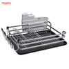 Kitchen Stand Dish Rack Countertop Dish Rack Cup Holder Black Aluminum Alloy Dish Rack over Sink Organizer Metal Drying Plastic Dish Tray Rack 
