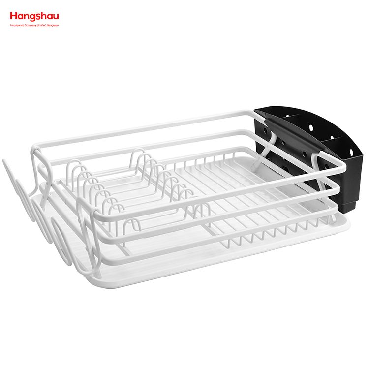 White Plastic Dish Tray Rack Kitchen Stand Dish Rack Countertop Dish Rack Cup Holder Aluminum Alloy Dish Rack over Sink Organizer Metal Drying 