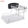 Metal Drying Dish Tray Rack Organizer Double Deck Stand Dish Rack Kitchen Utensils Storage Aluminum Alloy 