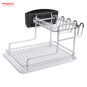 Metal Drying Dish Tray Rack Organizer Double Deck Stand Dish Rack Kitchen Utensils Storage Aluminum Alloy 