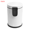 Brushed And White Lacquer Spraying Household Bathroom Stainless Steel 3L Pedal Trash Bin With Cover Closing Slowly And Mutely Round Trash Bin Waste Bin Dustbin