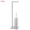 Luxury Mirror Polishing Standing Metal Toilet Brush Holder Square Tube Free Standing Stainless Steel Toilet Brush And Paper Holder