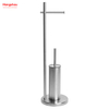 Matte Metal Free Standing Stainless Steel Toilet Brush And Paper Holder Standing Metal Toilet Brush Holder Lacquer Spraying 