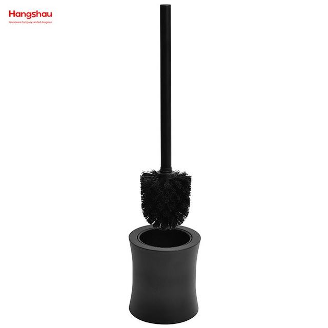 Bathroom Toilet Standing Metal Black Powder Coated Iron Toilet Brush with Holder Plastic Brush Cleaning Set
